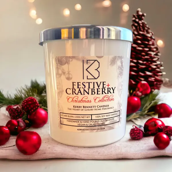 Festive Cranberry Scented Candle Christmas Candles Soy Wax