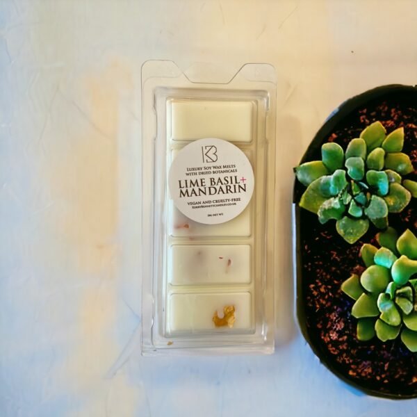 Lime Basil Mandarin Wax Melt Snap Bar with Dried Botanicals Luxury Scented Soy Wax Melts