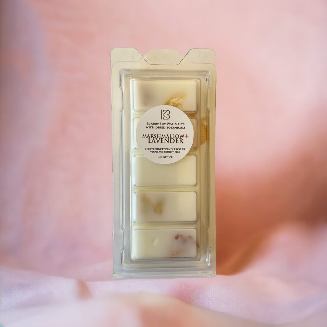 Marshmallow and lavender soy wax melt snap bar with dried botanicals